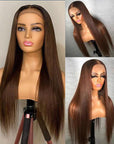 #4 Chestnut Brown Lace Front Human Hair Wigs Brazilian Straight Hair Lace Closure Wigs