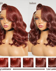 Limited Design | Copper Red Loose Body Wave 13x4 Frontal Lace C Part Long Wig 100% Human Hair