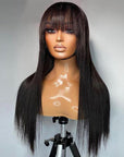 Straight 13x4 Lace Front Wig With Bangs HD Lace Glueless Human Hair Wig