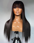 Straight 13x4 Lace Front Wig With Bangs HD Lace Glueless Human Hair Wig
