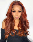 Auburn Brown Body Wave 13x4 Lace Front Human Hair Wigs Glueless 4x4 Lace Closure Wig