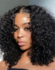 Deep Wave Pre Cut 5x6 Lace Closure Bob Wig Glueless Crystal Lace Human Hair Wig