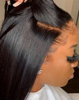 360 Lace Front Wig Silky Straight Brazilian Human Hair Wig Can Do High Bun and Ponytail