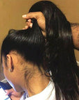360 Lace Front Wig Silky Straight Brazilian Human Hair Wig Can Do High Bun and Ponytail