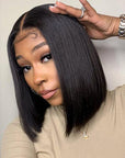 Glueless Clear HD Lace Straight Short Bob Human Hair Wigs Brazilian 13X4 Lace Front Bob Wigs