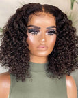 Deep Wave Pre Cut 5x6 Lace Closure Bob Wig Glueless Crystal Lace Human Hair Wig