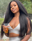 Kinky Straight Pre Cut Lace 5x6 Crystal HD Lace Pre-bleached Wig Glueless Human Hair Wig