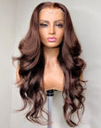Charming Brown Layered Cut Loose Wave 5x5 Closure Lace Glueless Wig 100% Human Hair