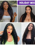 Boho-Chic | Flowy Bohemian Curly 5×5 Closure Lace Glueless Mid Part Long Wig 100% Human Hair