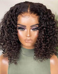 Deep Wave Pre Cut 5x6 Lace Closure Bob Wig Glueless Crystal Lace Human Hair Wig