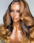 22" Highlight Honey Body Wave 13x4 Lace Front Wigs Human Hair