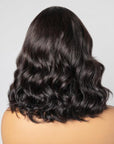 Elegant Natural Black Wavy Minimalist HD Lace Glueless C Part Short Wig 100% Human Hair