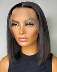 Blunt Cut Bob Wig 4x4 Transparent HD Lace Closure Wigs With Baby Hair