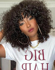 Curly Bob Wigs With Bangs Capless Fringe Human Hair Wigs