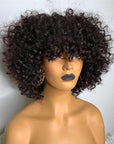 Curly Bob Wigs With Bangs Capless Fringe Human Hair Wigs