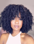 Curly Bob Wigs With Bangs Capless Fringe Human Hair Wigs