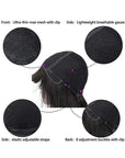 Glueless Silky Straight Human Hair Wigs With Bangs Throw On & Go Workout wigs