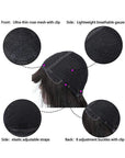 Reddish Brown Straight 13x4 Lace Front Wig With Bangs Machinemade Human Hair Wig Easy to Go