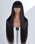 Limited Design | Vanessa Style Silky Straight With Bangs No Lace Glueless Long Wig 100% Human Hair
