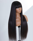 Limited Design | Vanessa Style Silky Straight With Bangs No Lace Glueless Long Wig 100% Human Hair