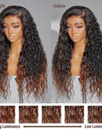 Limited Design | Sweety Brown Tails Highlight Water Wave 13x4 Frontal HD Lace C Part Long Wig 100% Human Hair