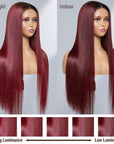 Limited Design | Patricia Burgundy Reddish Silky Straight 5x5 Closure HD Lace Glueless Long Wig 100% Human Hair