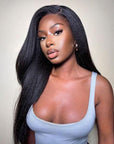Natural Kinky Straight 5x5 Closure / 13x4 Frontal HD Lace Long Wig 100% Human Hair