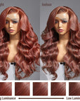 Limited Design | Reddish Brown Loose Body Wave 13x4 Frontal Lace C Part Long Wig 100% Human Hair