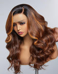 Limited Design | Blonde Highlight Loose Body Wave 13x4 Frontal HD Lace Long Left Side part Wig 100% Human Hair