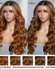 Limited Design | Honey Blonde Highlights Loose Wave 13X4 Frontal Lace Mid Part Long Wig 100% Human Hair