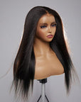 Natural Hairline Yaki Straight 13x4 Frontal Undetectable HD Lace Long Wig 100% Human Hair