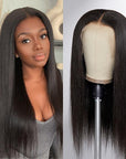 Natural Hairline Yaki Straight 13x4 Frontal Undetectable HD Lace Long Wig 100% Human Hair