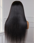 Natural Hairline Yaki Straight 13x4 Frontal Undetectable HD Lace Long Wig 100% Human Hair