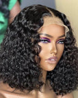 Vacation Vibes Water Wave 4x4 Closure Lace Glueless Mid Part Short Wig 100% Human Hair