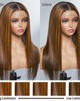 Limited Design | Brown Blonde Mix Silky Straight 5x5 Closure HD Lace Glueless Long Wig 100% Human Hair
