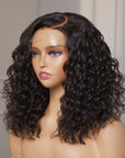 Elegant Shoulder Length Water Wave Minimalist HD Lace Glueless Wig 100% Human Hair