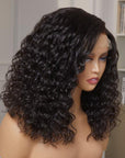 Elegant Shoulder Length Water Wave Minimalist HD Lace Glueless Wig 100% Human Hair