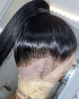 360 Lace Front Wig Silky Straight Brazilian Human Hair Wig Can Do High Bun and Ponytail