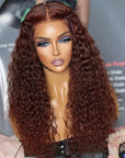 Burgundy Color Curly 13x4 Lace Front Wig Glueless HD Lace 4x4 Lace Human Hair Wig