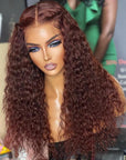 Burgundy Color Curly 13x4 Lace Front Wig Glueless HD Lace 4x4 Lace Human Hair Wig