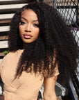 Afro Kinky Curly 4x4 Crystal HD Lace Wig With Natural Kinky Edge Baby Hair Line Glueless Wig