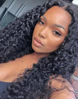 Deep Wave 5×5 Closure HD Lace Glueless Mid Part Long Wig 100% Human Hair