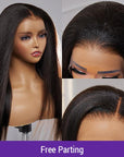 Natural Hairline Yaki Straight 13x4 Frontal Undetectable HD Lace Long Wig 100% Human Hair