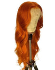 Ginger Orange Color Glueless 13X4 Frontal Lace Wig 4x4 Closure Wig