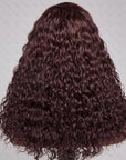 200% Mega Density | Dark Purple Water Wave 5x5 Closure HD Lace Glueless Side Part Long Wig 100% Human Hair