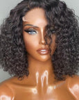 Glueless Short Deep Wave Bob 4x4 Closure Lace Wig 100% Human Hair