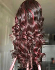 Highlight 99J Colored Body Wave 13x4 Lace Front Wig HD Lace 4x4 Lace Closure Wig