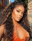 Gorgeous Blonde Highlights Loose Water Wave 13x4 Frontal HD Lace Free Part Long Wig 100% Human Hair