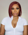 Reddish Purple Side Part Minimalist Lace Bob Wig 100% Human Hair