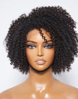 4C Edges | Kinky Edges Jerry Curly 5x5 Closure Lace Glueless Side Part Short Wig 100% Human Hair